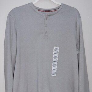 Boston Traders Men's Polar Fleece Henley Long Sleeve Pullover in Gray Size S